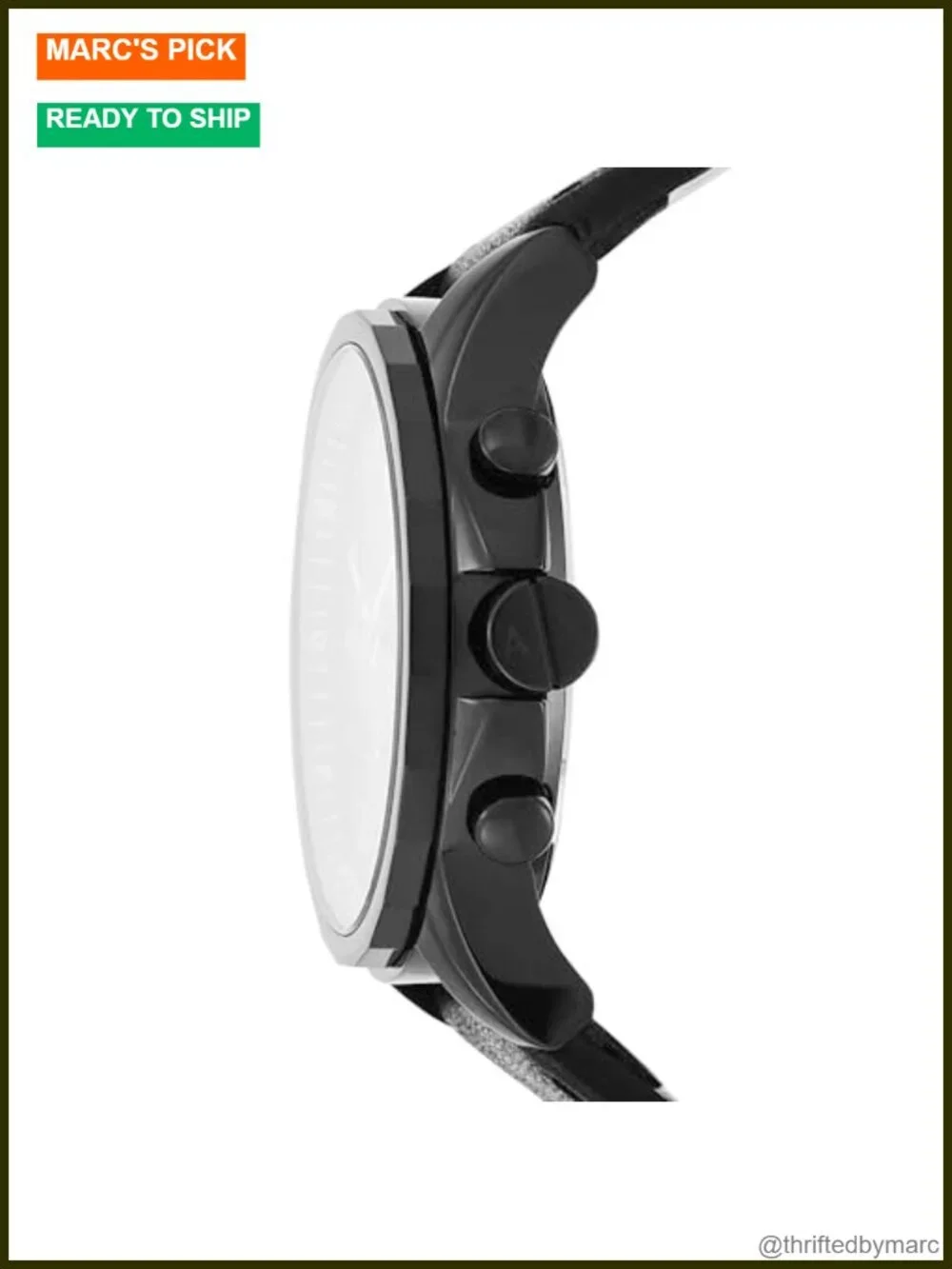 Stainless Steel Chronograph Leather Strap Watch 45mm